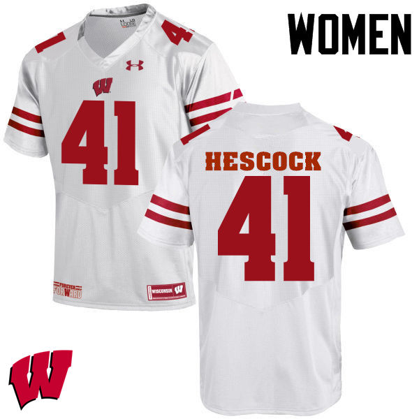 Wisconsin Badgers Women's #41 Jake Hescock NCAA Under Armour Authentic White College Stitched Football Jersey CS40W53UN